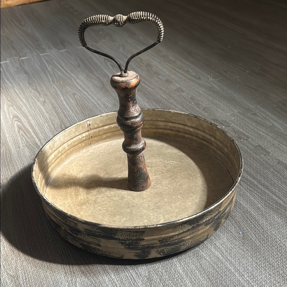 Rustic Metal Tray with Handle